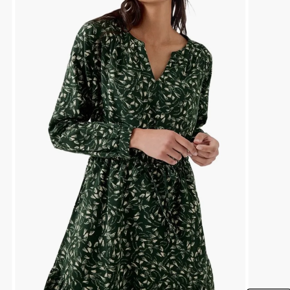 Pact Forest Green Leaf Print Long-Sleeve Mini Dress - Picture 6 of 9